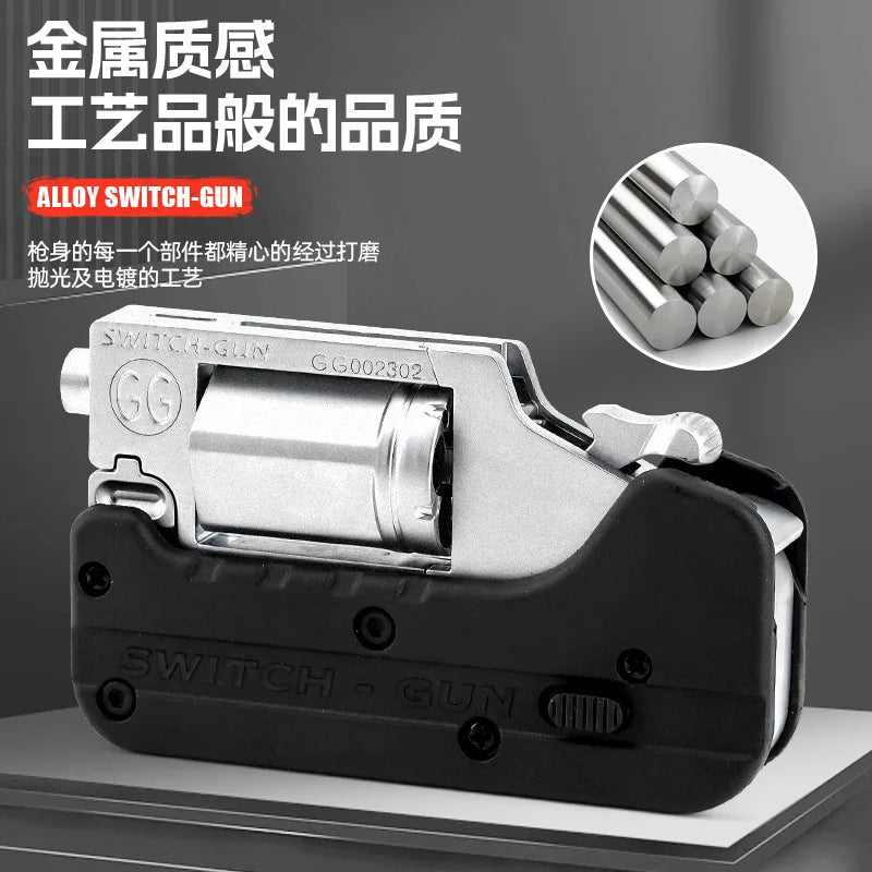 2024 NEW Life Car Ghost Switch-Gun Folding Alloy Left Wheel Metal Model Gun Simulation Toy Soft Bullet Gun with Plastic Bullets